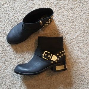 Vince Camuto black booties with gold studs size 7